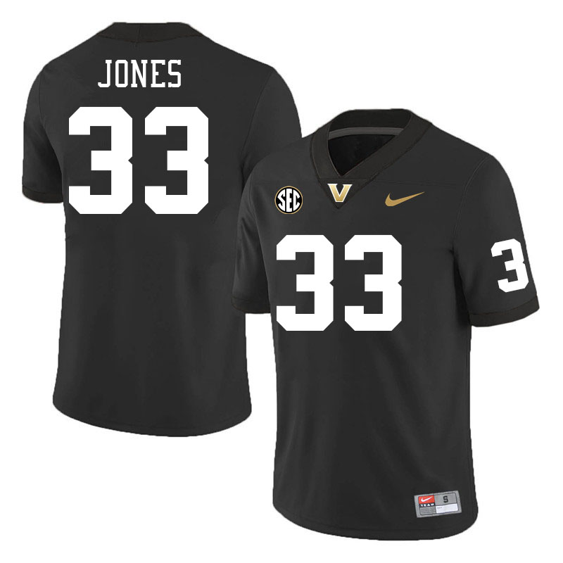 Vanderbilt Commodores #33 Moni Jones College Football Jerseys Stitched-Black